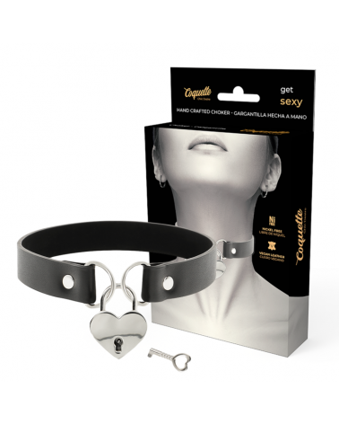 COQUETTE CHIC DESIRE - COLLANA IN PELLE VEGANA CON ACCESSORIO CUORE CON CHIAVE
