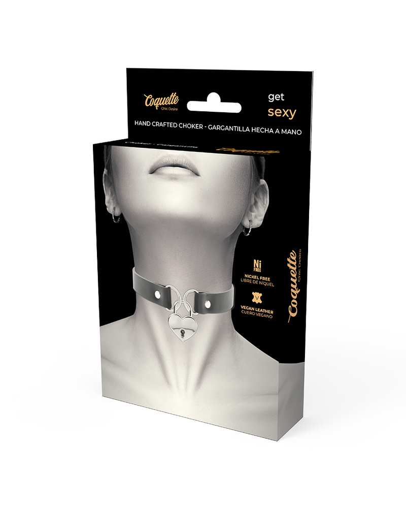 COQUETTE CHIC DESIRE - COLLANA IN PELLE VEGANA CON ACCESSORIO CUORE CON CHIAVE