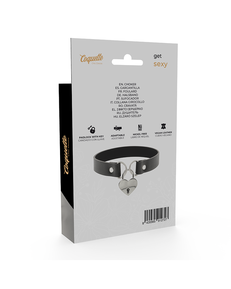 COQUETTE CHIC DESIRE - COLLANA IN PELLE VEGANA CON ACCESSORIO CUORE CON CHIAVE