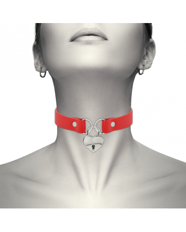 COQUETTE CHIC DESIRE - COLLANA IN PELLE VEGANA ROSSA CON ACCESSORIO CUORE CON CHIAVE