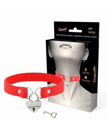 COQUETTE CHIC DESIRE - COLLANA IN PELLE VEGANA ROSSA CON ACCESSORIO CUORE CON CHIAVE 2