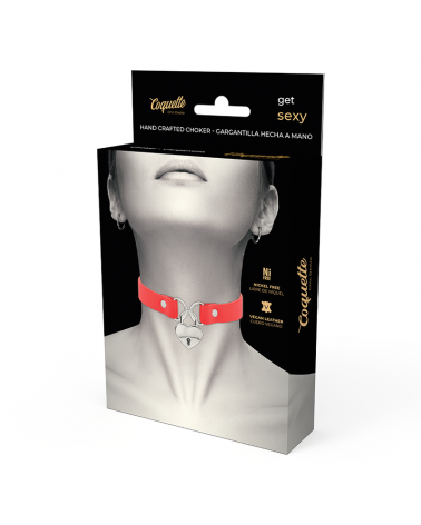 COQUETTE CHIC DESIRE - COLLANA IN PELLE VEGANA ROSSA CON ACCESSORIO CUORE CON CHIAVE