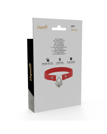 COQUETTE CHIC DESIRE - COLLANA IN PELLE VEGANA ROSSA CON ACCESSORIO CUORE CON CHIAVE
