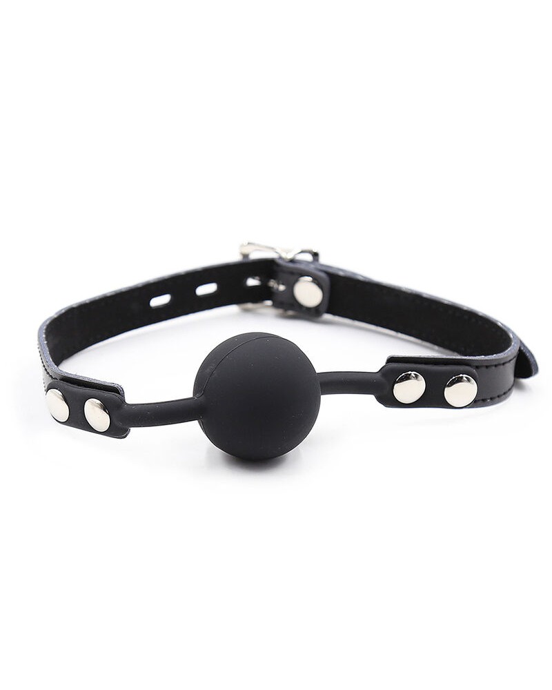 OHMAMA FETISH - BALL GAG IN SILICONE CON CINTURA IN PELLE (LUCCHETTO INCLUSO)