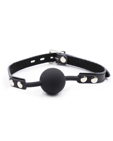 OHMAMA FETISH - BALL GAG IN SILICONE CON CINTURA IN PELLE (LUCCHETTO INCLUSO)