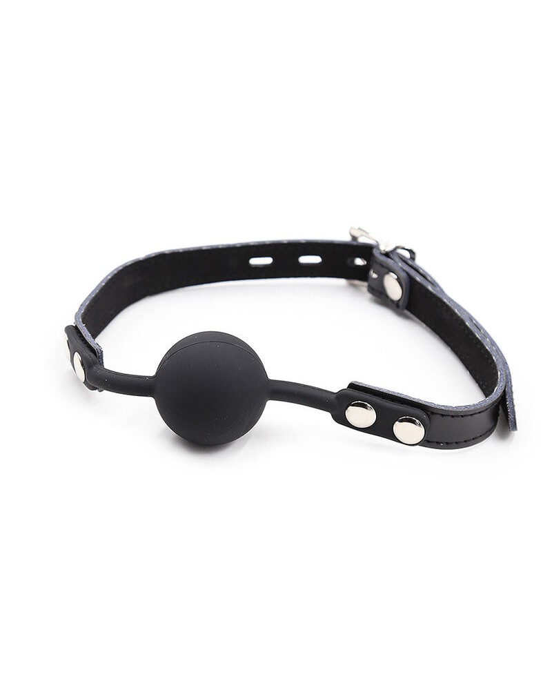OHMAMA FETISH - BALL GAG IN SILICONE CON CINTURA IN PELLE (LUCCHETTO INCLUSO)