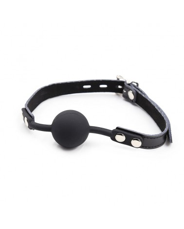 OHMAMA FETISH - BALL GAG IN SILICONE CON CINTURA IN PELLE (LUCCHETTO INCLUSO)