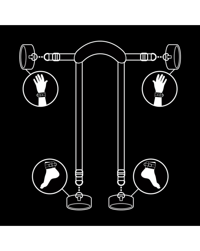 FETISH SUBMISSIVE - POSIZIONE MASTER CON 4 MANETTE RIVESTITE IN NOPRENE