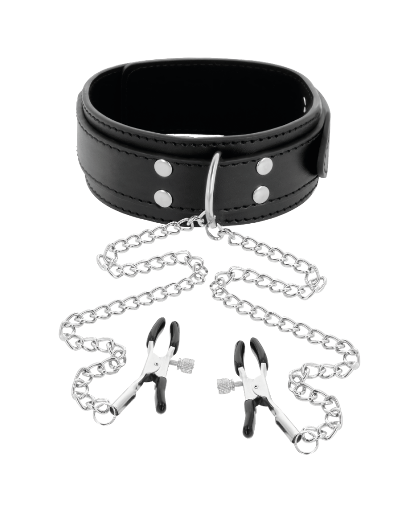 DARKNESS - COLLARE CON Morsetti PER CAPEZZOLI NERO