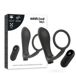 ADDICTED TOYS - ANELLO PER PENE CON TELECOMANDO PLUG ANALE NERO RICARICABILE 2