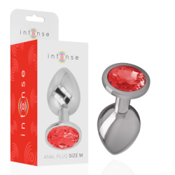 INTENSE - PLUG ANALE IN METALLO CON CRISTALLO ROSSO MISURA M 2