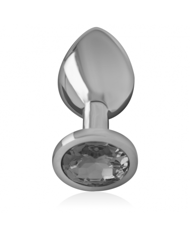 INTENSE - PLUG ANALE IN METALLO ALLUMINIO CON VETRO NERO TAGLIA L