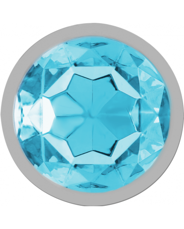 INTENSE - PLUG ANALE IN METALLO ALLUMINIO CON CRISTALLO BLU TAGLIA L