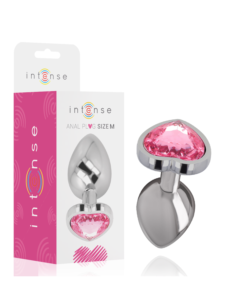 INTENSE - PLUG ANALE IN METALLO ALLUMINIO CUORE ROSA TAGLIA M