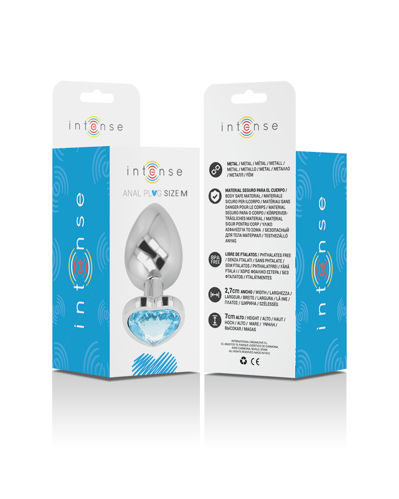 INTENSE - PLUG ANALE IN METALLO ALLUMINIO CUORE BLU TAGLIA M