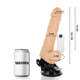 BASECOCK - VIBRATORE REALISTICO TELECOMANDO NERO CON TESTICOLI 19.5 CM -O- 4 CM