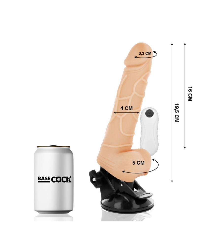 BASECOCK - VIBRATORE REALISTICO TELECOMANDO NERO CON TESTICOLI 19.5 CM -O- 4 CM