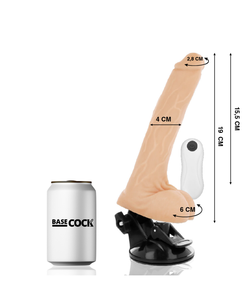 BASECOCK - VIBRATORE REALISTICO TELECOMANDO NERO 19 CM -O- 4 CM