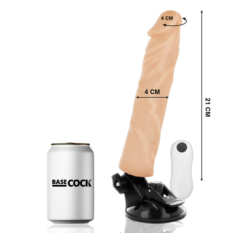 BASECOCK - VIBRATORE REALISTICO TELECOMANDO NERO 21 CM -O- 4 CM
