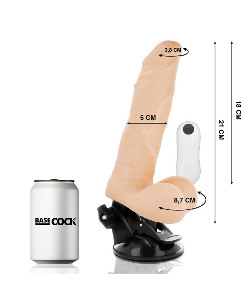 BASECOCK - VIBRATORE ARTICOLABILE TELECOMANDO NERO 21 CM -O- 5 CM