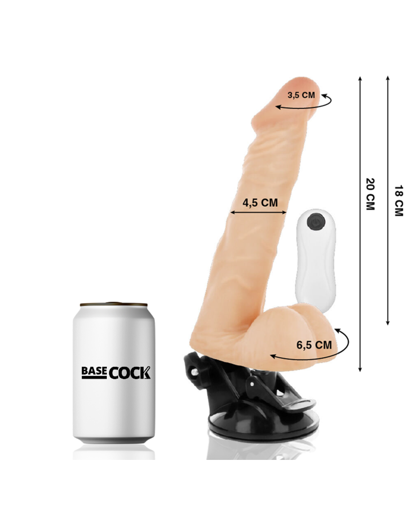 BASECOCK - VIBRATORE ARTICOLABILE TELECOMANDO NERO 20 CM -O- 4.5 CM