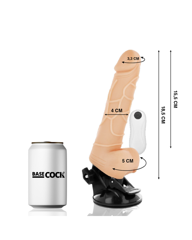 BASECOCK - VIBRATORE REALISTICO TELECOMANDO NERO 18.5 CM -O- 4CM