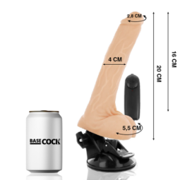 BASECOCK - VIBRATORE REALISTICO TELECOMANDO NERO CON TESTICOLI 20 CM -O- 4 CM