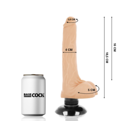 BASECOCK - VIBRATORE REALISTICO BASECOCK 2-1 NERO 18.5 CM -O- 4 CM
