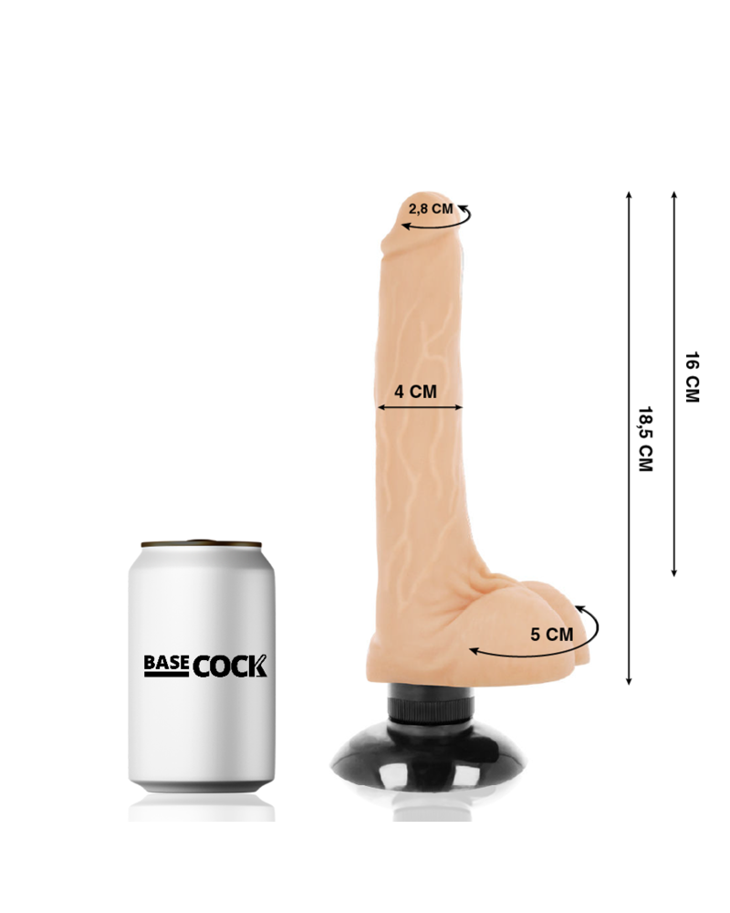 BASECOCK - VIBRATORE REALISTICO BASECOCK 2-1 NERO 18.5 CM -O- 4 CM
