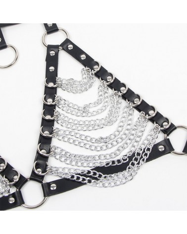 SUBBLIME - IMBRAGATURA REGGISENO E COLLANA CON CATENE TAGLIA UNICA