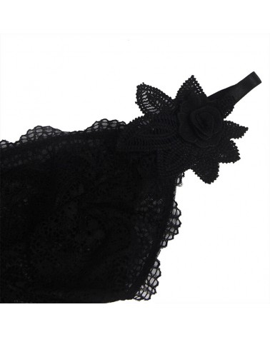 SUBBLIME - BABYDOLL TULLE CON DETTAGLI PIZZO E FIORI NERO L/XL