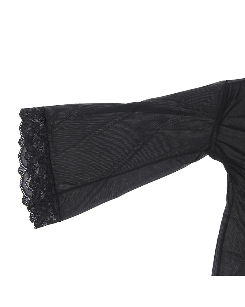 SUBBLIME - VESTAGLIA IN TESSUTO TRASPARENTE CON DETTAGLI IN PIZZO NERO L/XL