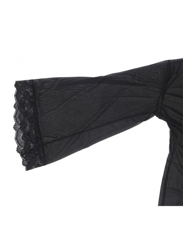 SUBBLIME - VESTAGLIA IN TESSUTO TRASPARENTE CON DETTAGLI IN PIZZO NERO L/XL