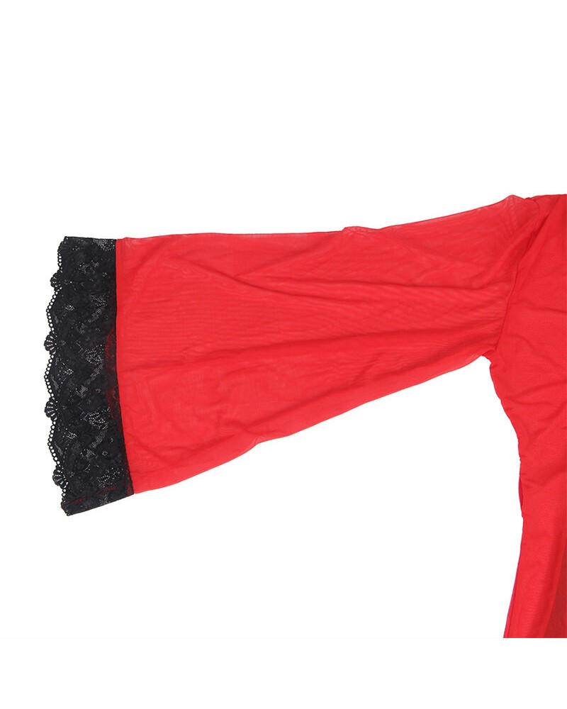 SUBBLIME - VESTAGLIA IN TESSUTO TRASPARENTE CON DETTAGLI IN PIZZO ROSSO L/XL