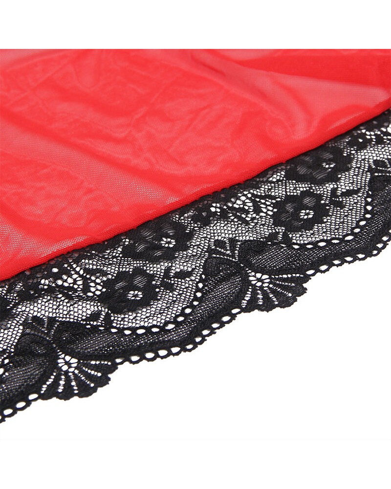 SUBBLIME - VESTAGLIA IN TESSUTO TRASPARENTE CON DETTAGLI IN PIZZO ROSSO L/XL