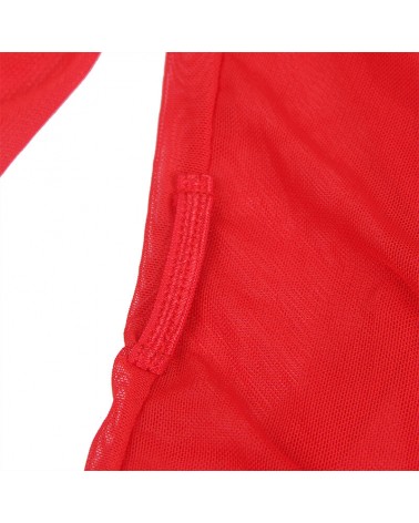 SUBBLIME - VESTAGLIA IN TESSUTO TRASPARENTE CON DETTAGLI IN PIZZO ROSSO L/XL