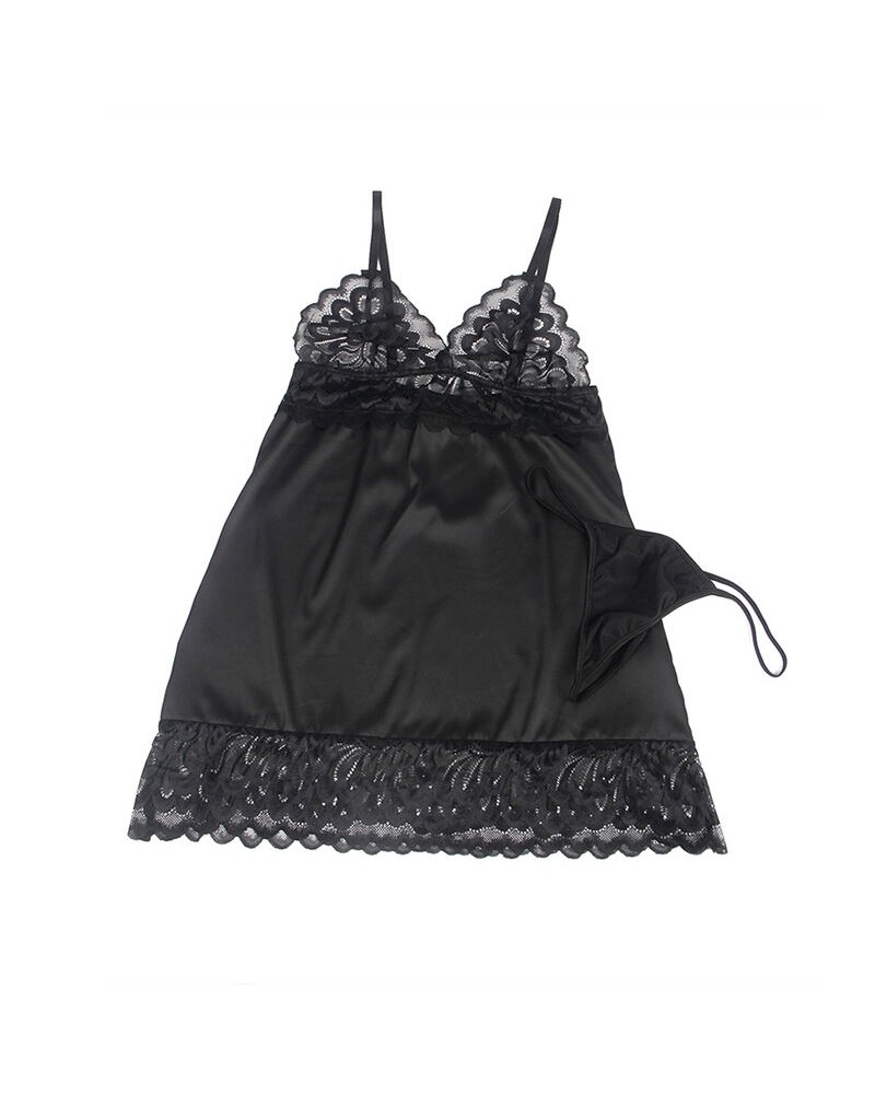 SUBBLIME - BABYDOLL CON PETTO STAMPA FLOREALE NERO L/XL