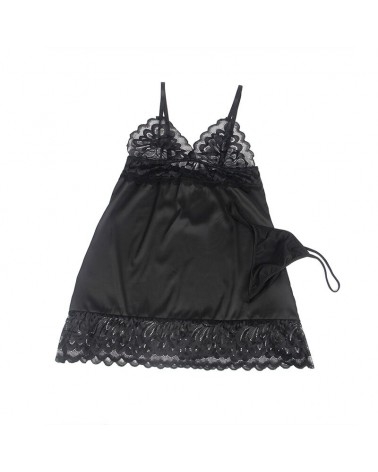 SUBBLIME - BABYDOLL CON PETTO STAMPA FLOREALE NERO L/XL