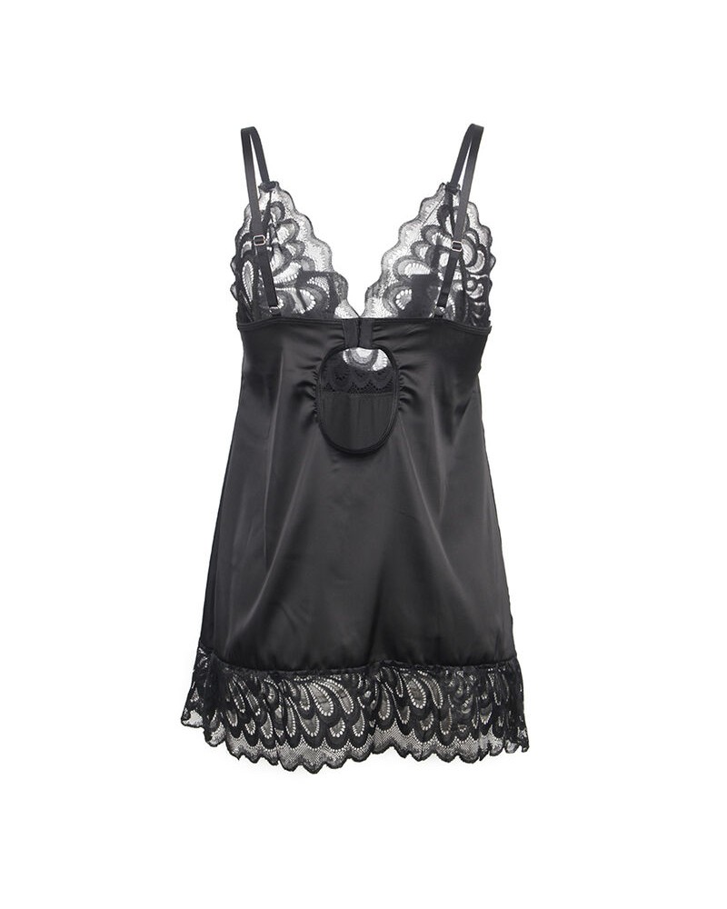 SUBBLIME - BABYDOLL CON PETTO STAMPA FLOREALE NERO L/XL