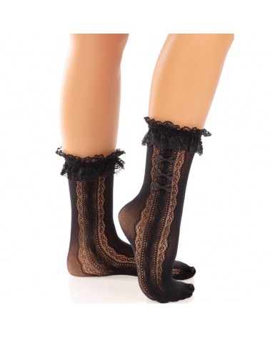 LEG AVENUE - CALZINI CON VOLANT BIANCO