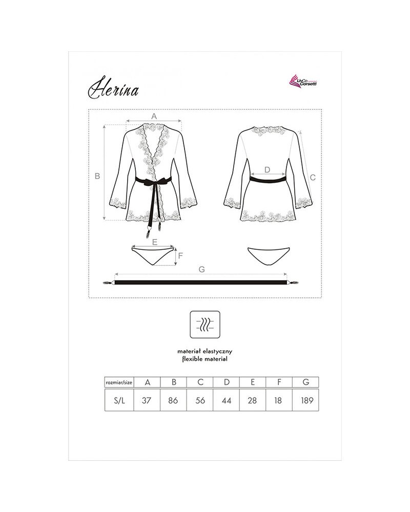 LIVCO CORSETTI FASHION - HERINA LC XG056 VESTAGLIA + SLIP NERO TAGLIA UNICA