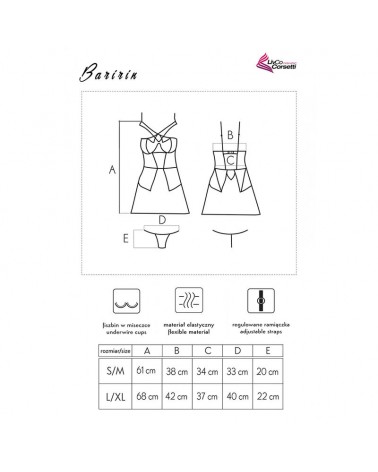 LIVCO CORSETTI FASHION - BARIRIN LC 90633 CAMICIA + PANTY NERO L/XL