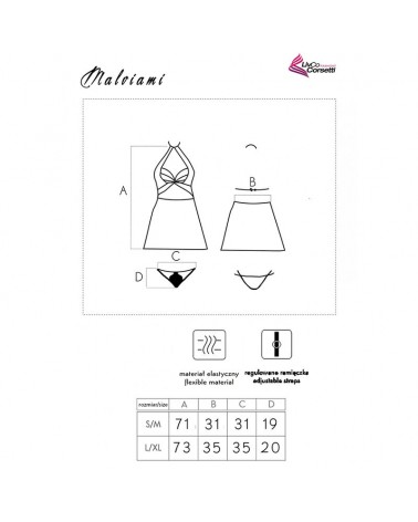 LIVCO CORSETTI FASHION - MALVIAMI LC 90625 CAMICIA + PANTY NERO L/XL