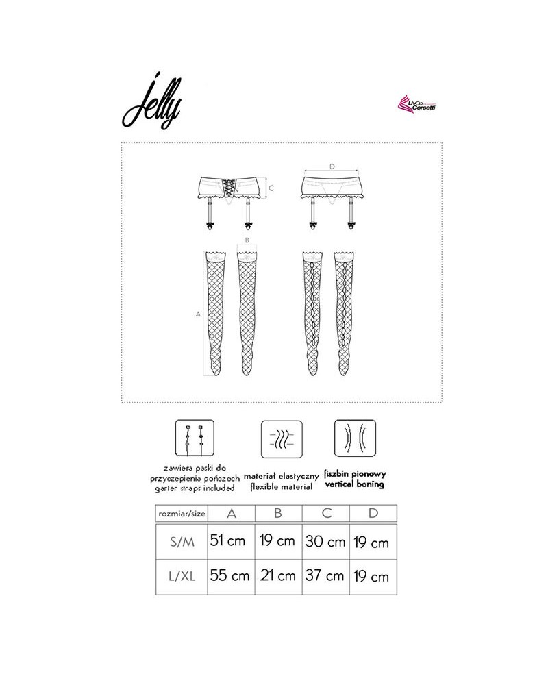 LIVCO CORSETTI FASHION - REGGISEGRIGLIE + CALZE NERO L/XL