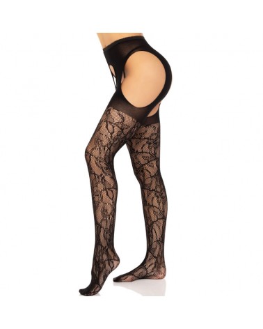 LEG AVENUE - CALZE REGGER IN PIZZO NERE