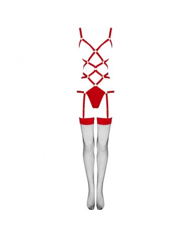 LIVCO CORSETTI FASHION - THIARA LC 20213 SET BODY + CALZE ROSSO L/XL