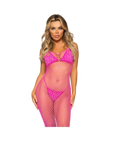 LEG AVENUE - ABITO LUNGO IN RETE GIALLO TAGLIA UNICA