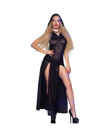 CHILIROSE - CR 4685 ABITO LUNGO CON CAPPUCCIO NERO L