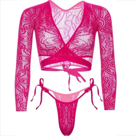 LEG AVENUE - TOP CROP IN PIZZO CON PERIZOMA