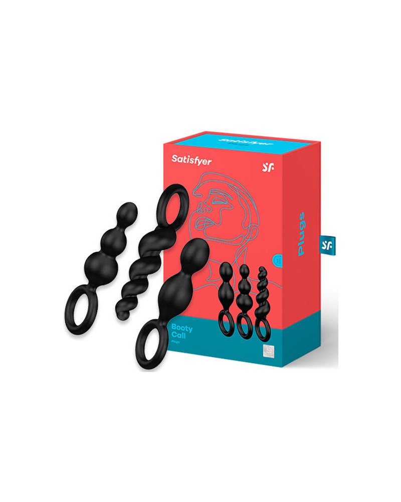 SATISFYER - SET 3 PZ TAPPI ANAL NERO